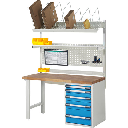 Workbench with Series 7000 modular design, with system build-up 7, WxD 1500 x 700 mm.