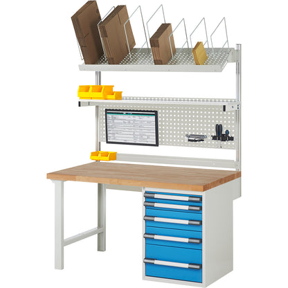 Workbench with Series 7000 modular design, with system build-up 7, WxD 1500 x 900 mm.