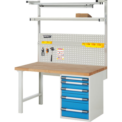 Workbench with Series 7000 modular design, with system structure 8, WxD 1500 x 900 mm.
