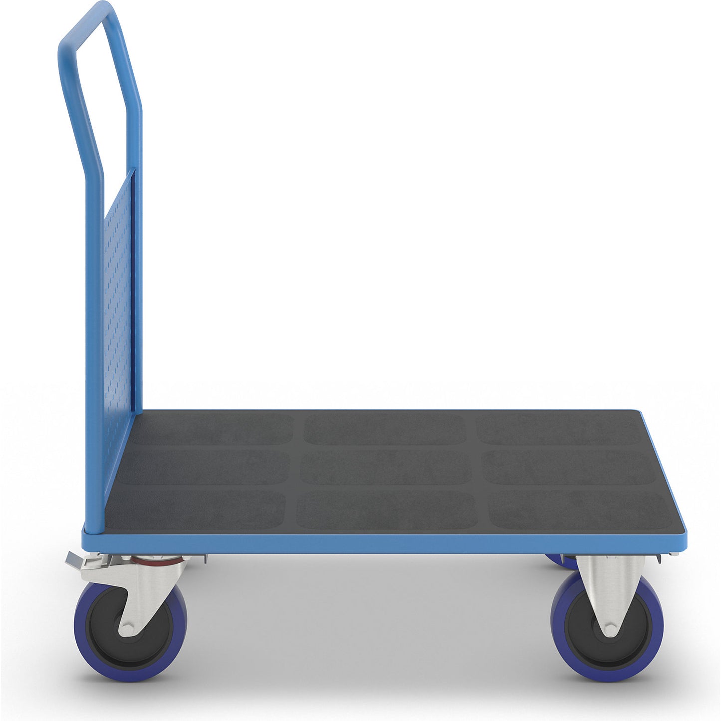 Platform truck, with 1 high perforated panel, LxW 1050 x 700 mm, solid elastic.