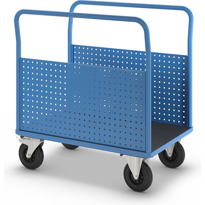 Platform truck, with 2 perforated side panels, LxW 1050 x 700 mm, solid rubber.