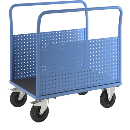 Platform truck, with 2 perforated side panels, LxW 1050 x 700 mm, solid rubber.