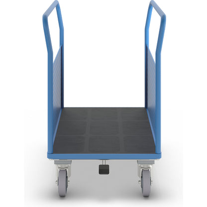 Platform truck, with 2 perforated side panels, LxW 1050 x 700 mm, with centre stop, solid elastic.