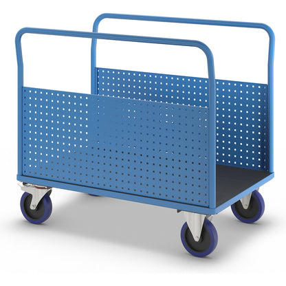 Platform truck, with 2 perforated side panels, LxW 1250 x 800 mm, solid elastic.