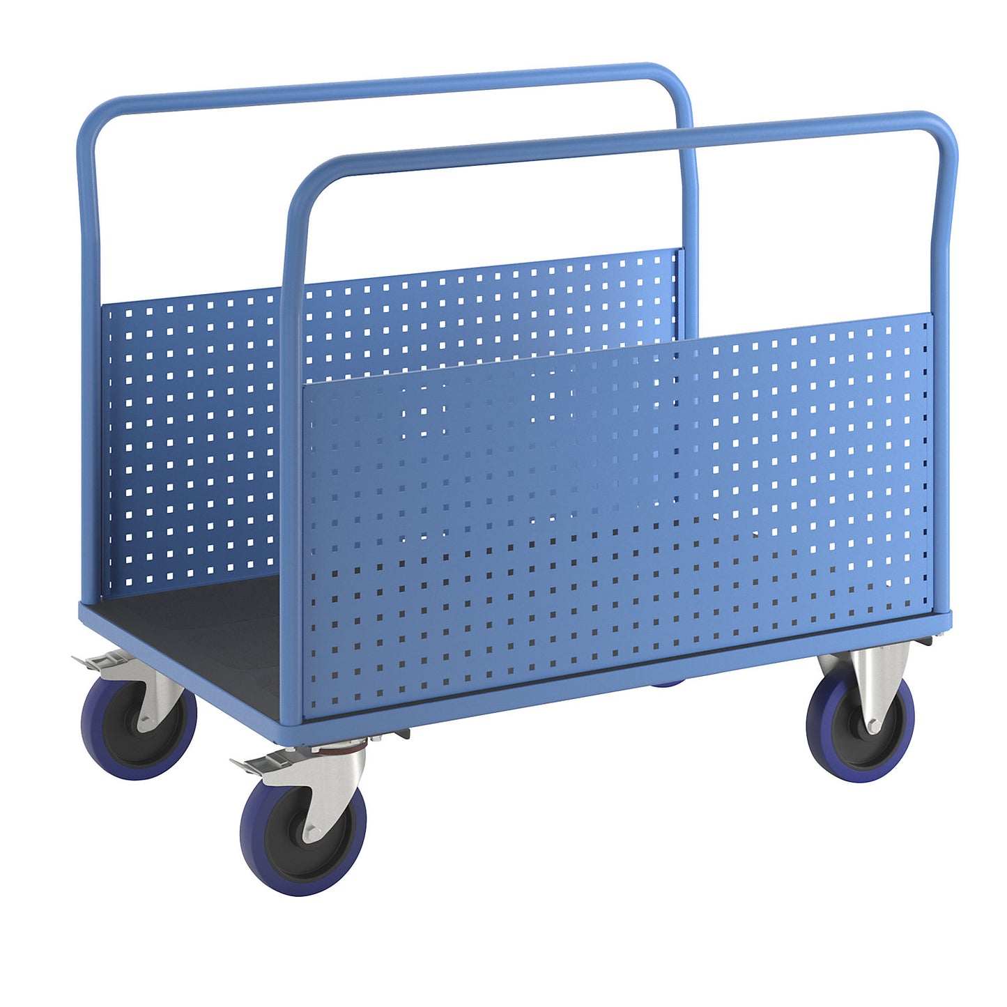 Platform truck, with 2 perforated side panels, LxW 1250 x 800 mm, solid elastic.