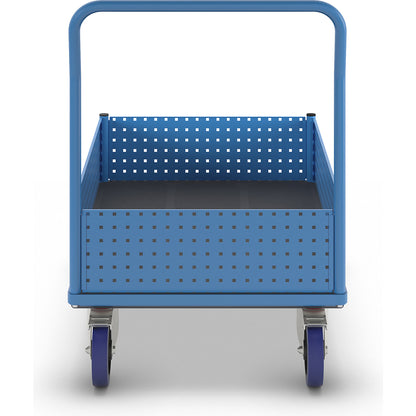 Platform truck, with 4 half-height perforated panels, LxW 1250 x 800 mm, solid elastic.
