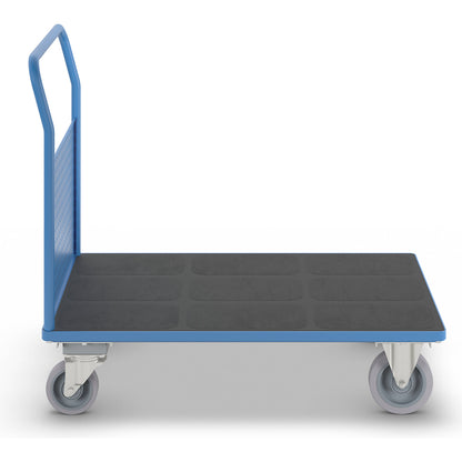 Platform truck, with 1 high perforated panel, LxW 1250 x 800 mm, with central stop, solid elastic.