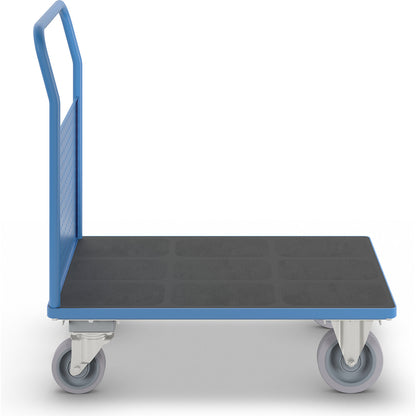 Platform truck, with 1 high perforated panel, LxW 1050 x 700 mm, with central stop, solid elastic.