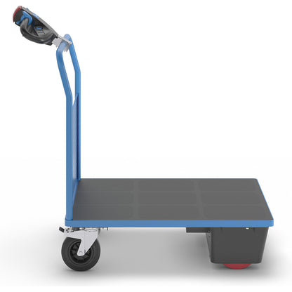Platform truck with electric drive, with a perforated panel, LxW 1050 x 700 mm.
