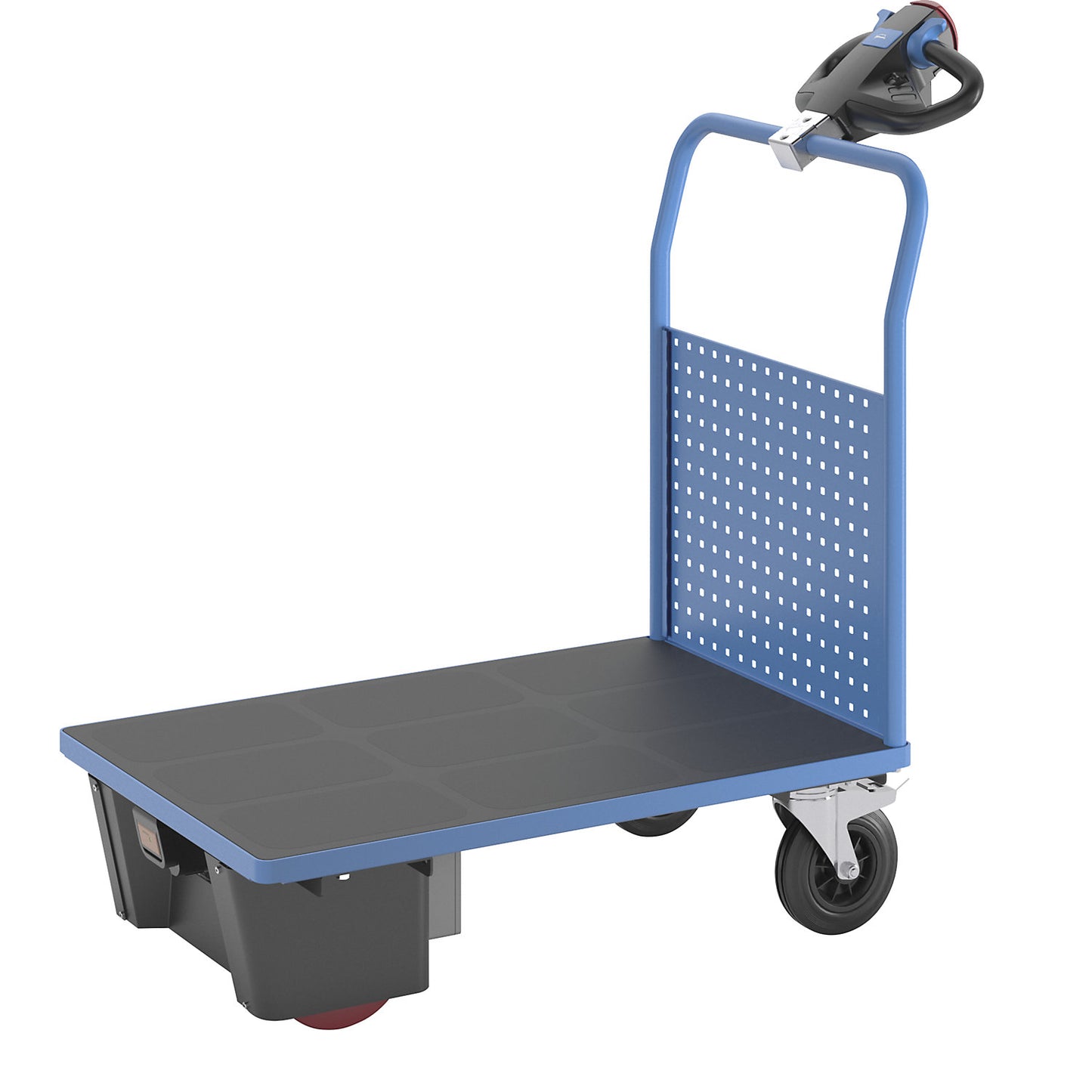 Platform truck with electric drive, with a perforated panel, LxW 1050 x 700 mm.