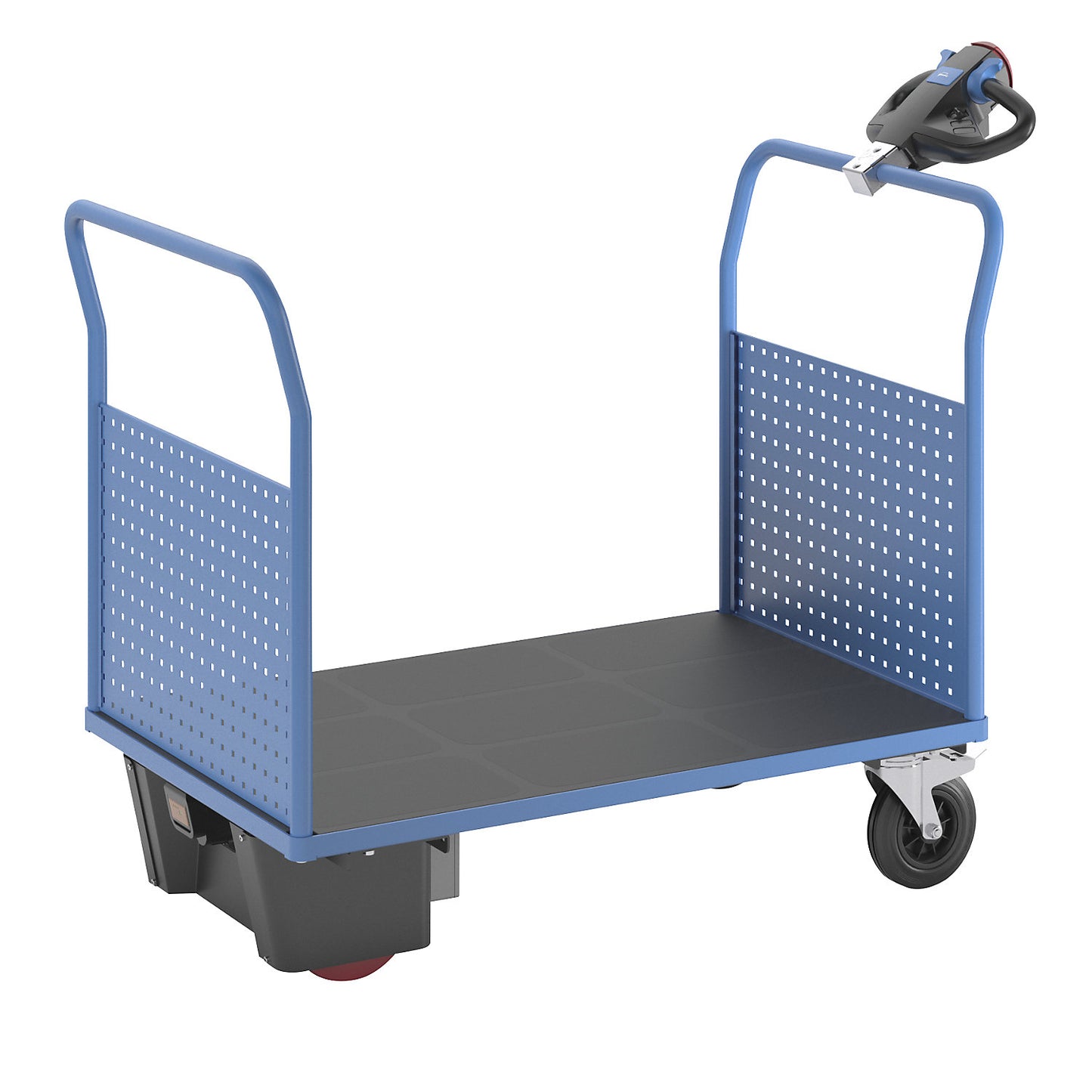 Platform truck with electric drive, with 2 perforated panels, LxW 1250 x 800 mm.