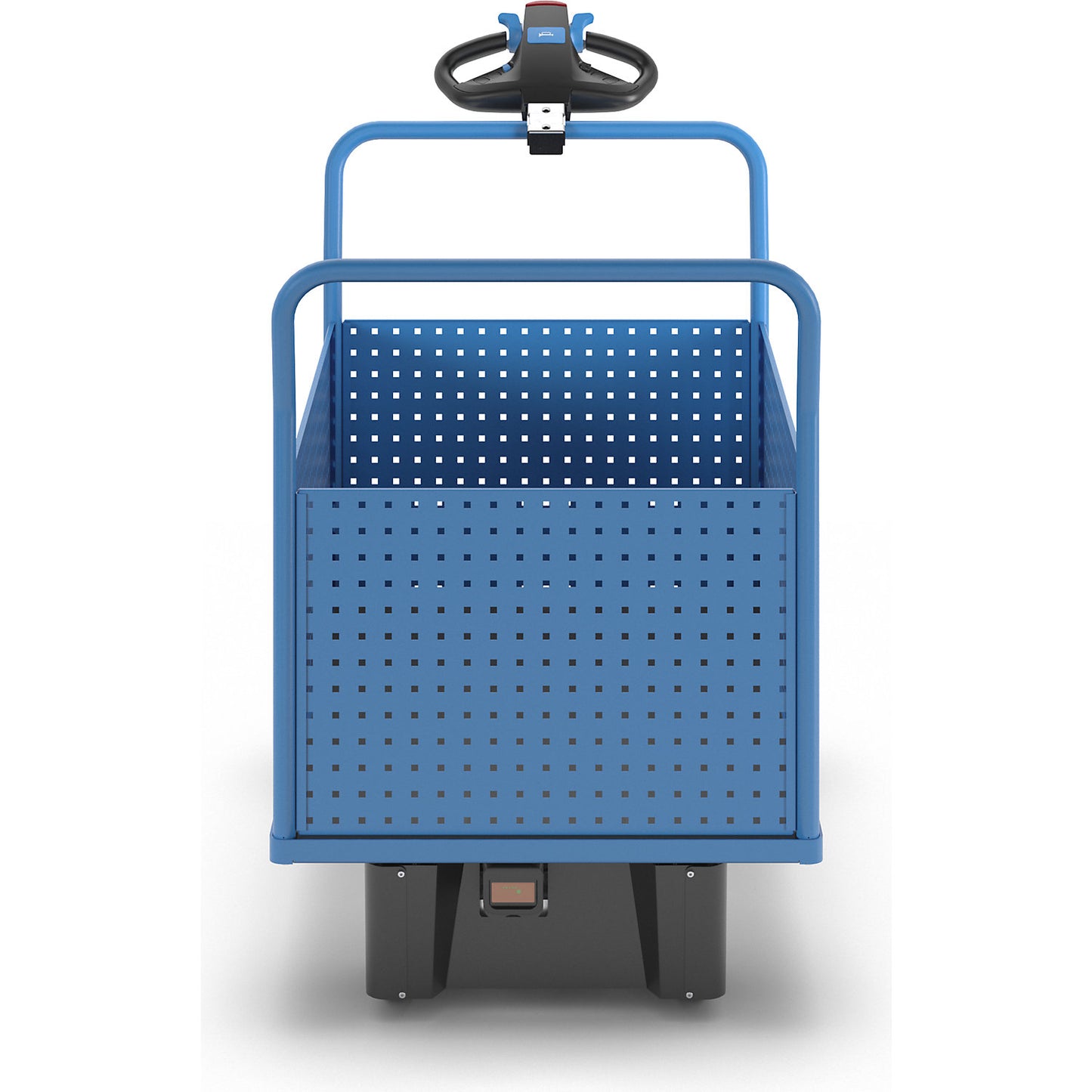 Platform truck with electric drive, with 4 high perforated sheet metal walls, LxW 1250 x 800 mm.