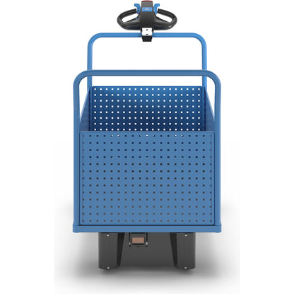 Platform truck with electric drive, with 4 high perforated sheet metal walls, LxW 1250 x 800 mm.