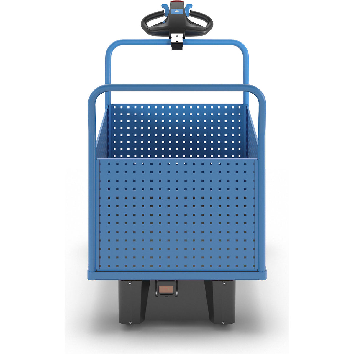 Platform truck with electric drive, with 4 high perforated sheet metal walls, LxW 1250 x 800 mm.