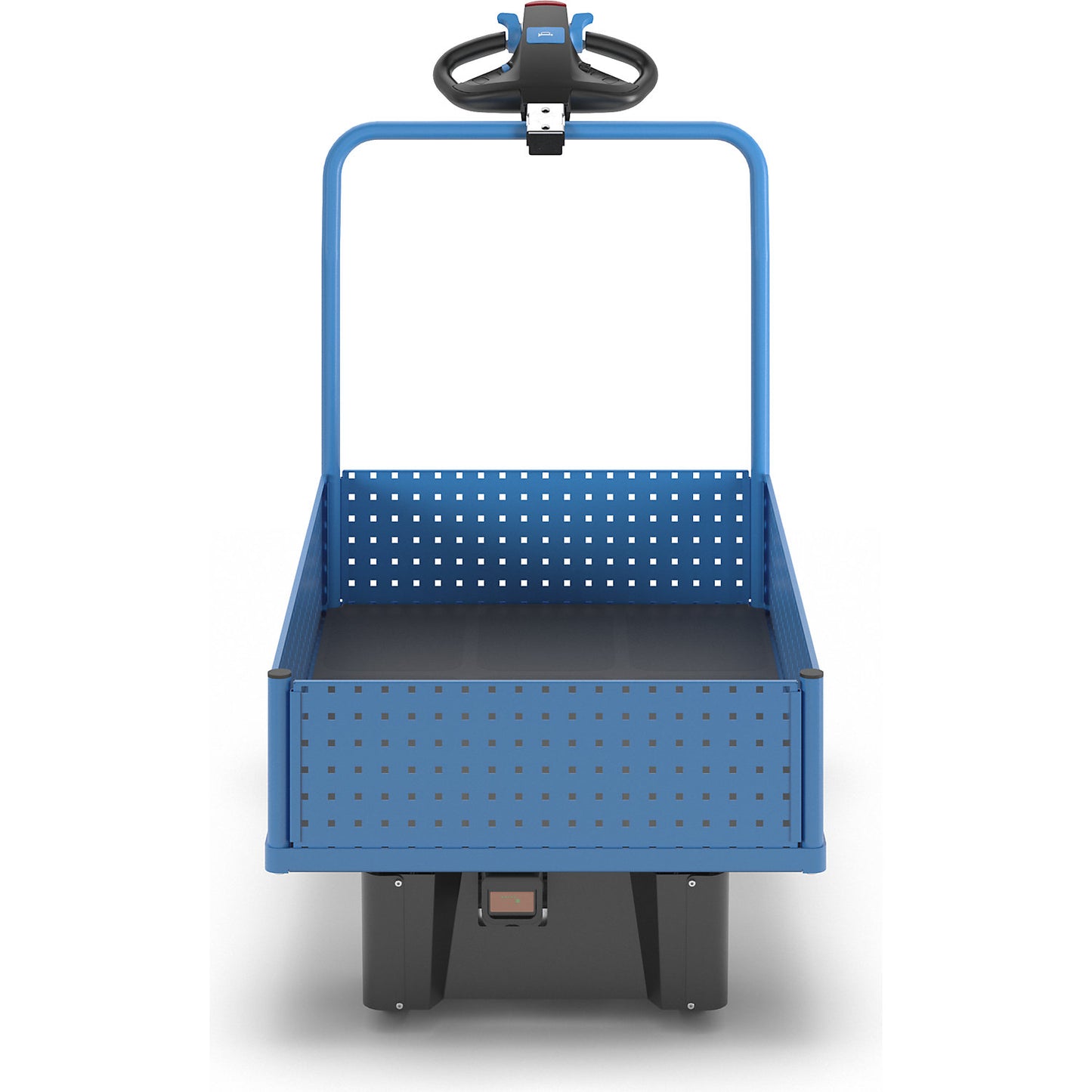 Platform truck with electric drive, with 4 half-height perforated sheet metal walls, LxW 1250 x 800 mm.