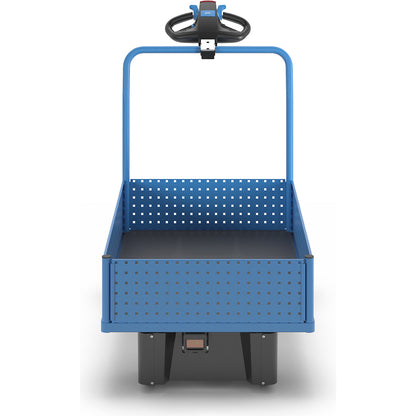 Platform truck with electric drive, with 4 half-height perforated sheet metal walls, LxW 1250 x 800 mm.
