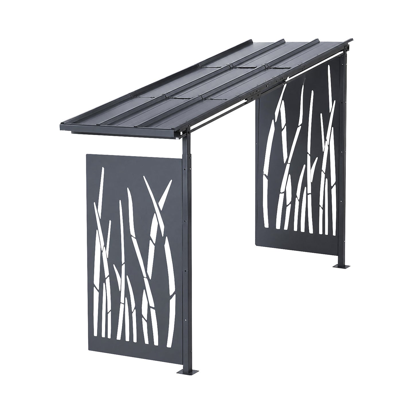 Bicycle shelter, HxW 2360 x 5600 mm, reed, depth 1000 mm, extension unit.