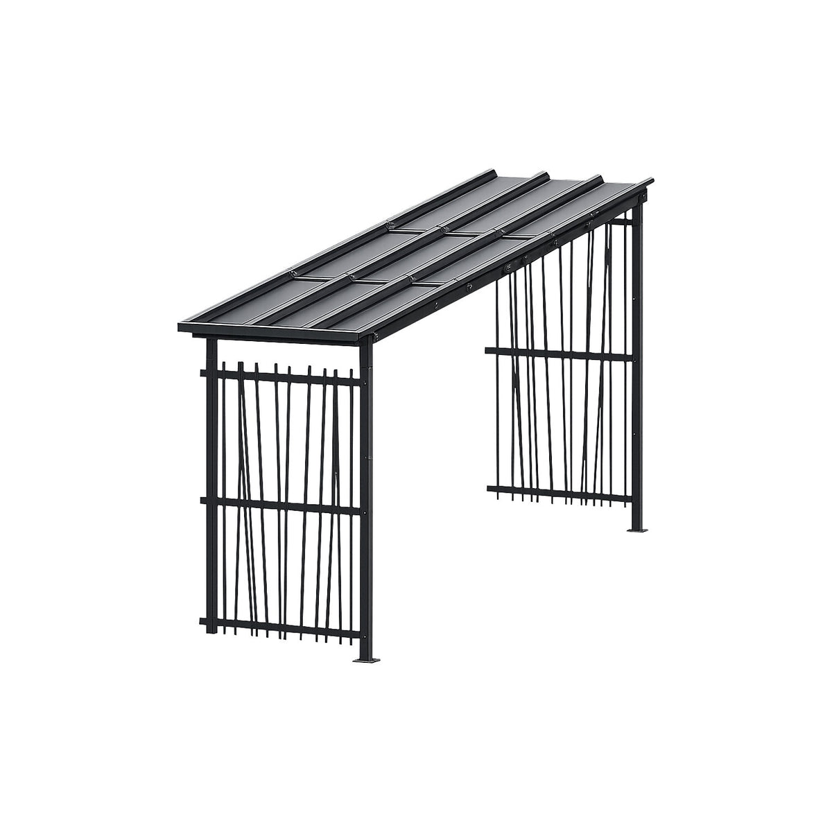 Bicycle shelter, HxW 2360 x 5600 mm, bamboo, depth 1000 mm, extension unit.