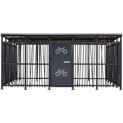 Bicycle shelter, HxW 2360 x 5600 mm, bamboo, depth 1000 mm, extension unit.