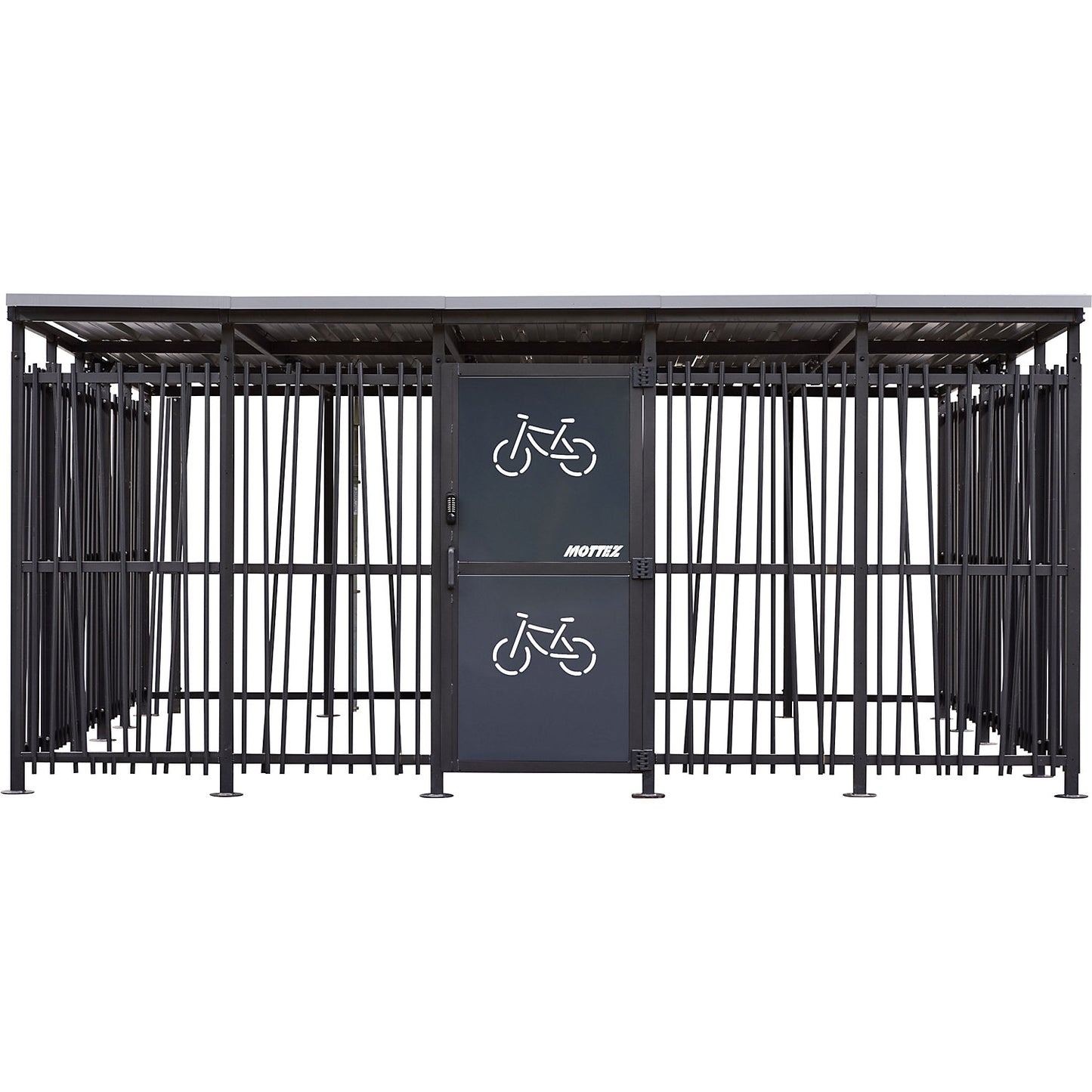 Bicycle shelter, HxW 2360 x 5600 mm, bamboo, depth 5150 mm, base unit.