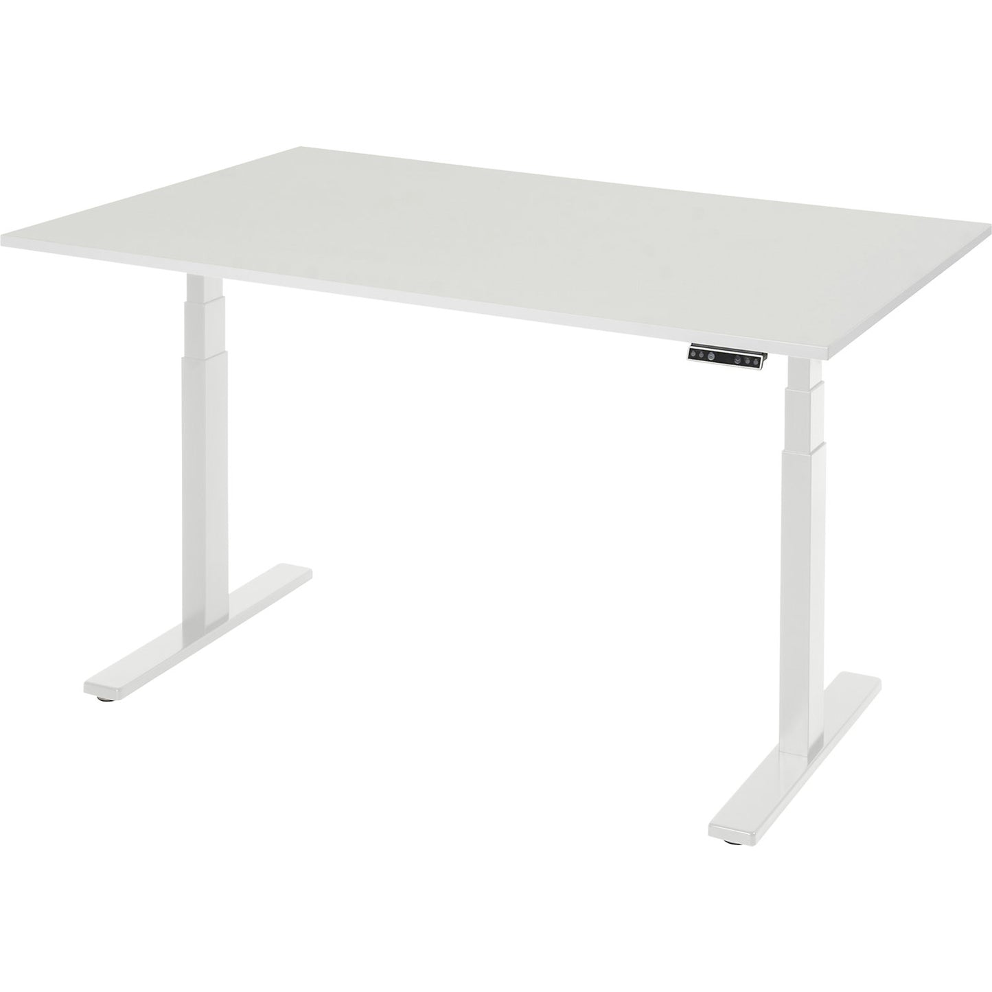 Work desk, electrically height adjustable - load capacity 100 kg, 650 - 1300 mm, WxD 1500 x 900 mm, melamine worktop.