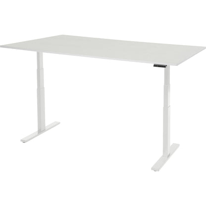 Work desk, electrically height adjustable - load capacity 100 kg, 650 - 1300 mm, WxD 2000 x 900 mm, melamine worktop.