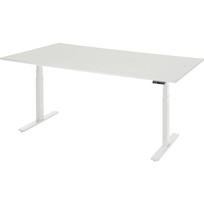 Work desk, electrically height adjustable - load capacity 100 kg, 650 - 1300 mm, WxD 2000 x 900 mm, melamine worktop.