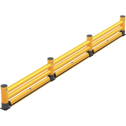 Impact protection barrier, double plank with floor barrier, length 4000 mm.