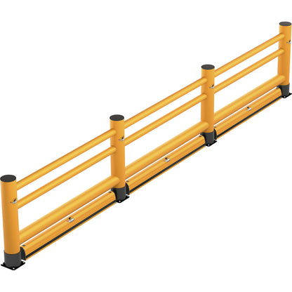 Handrail, single plank, 2 cross bars, floor barrier, length 8 m.