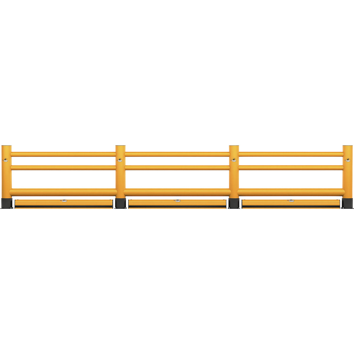 Handrail, single plank, 2 cross bars, floor barrier, length 8 m.