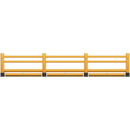 Handrail, single plank, 2 cross bars, floor barrier, length 8 m.