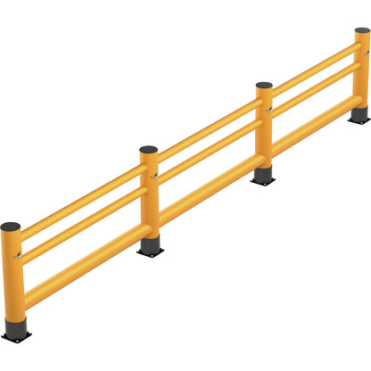 Handrail, single plank, 2 cross bars, length 4 m.