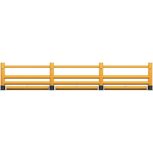 Handrail, double plank, 1 crossbar, floor barrier, length 10 m.