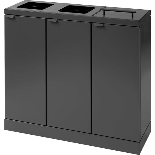 Bica Basic recycling bin, capacity 3 x 45 l, 1 lid, charcoal.