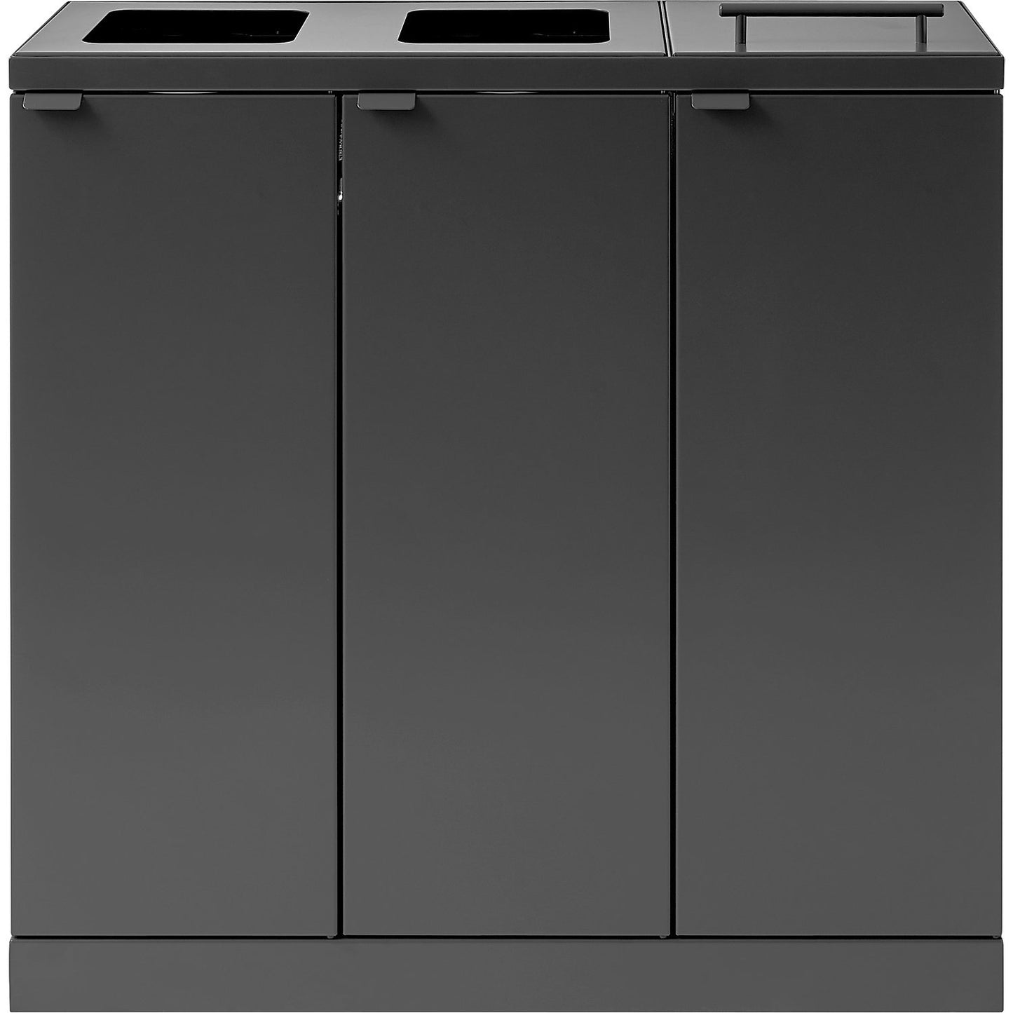 Bica Advanced recycling bin, capacity 3 x 65 l, 1 lid, charcoal.