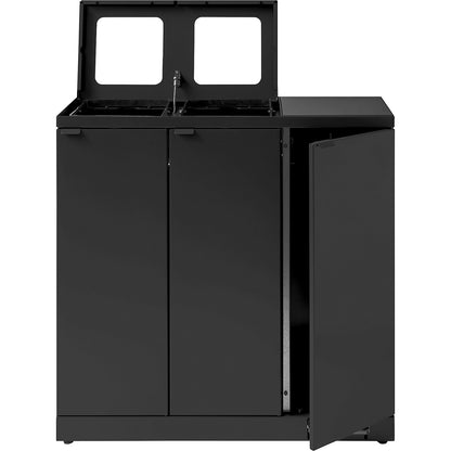 Bica Advanced recycling bin, capacity 3 x 65 l, with pedal, black.