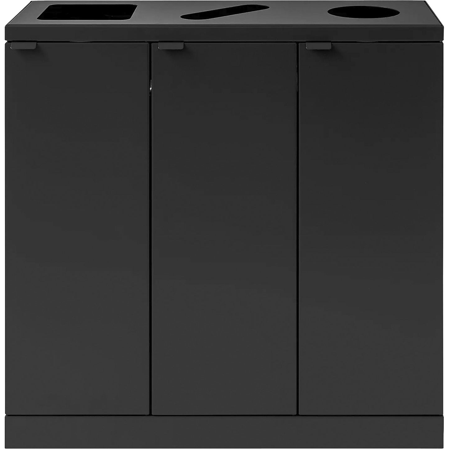 Bica Advanced recycling bin, capacity 3 x 65 l, various openings, black.
