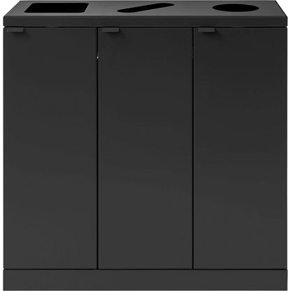 Bica Advanced recycling bin, capacity 3 x 65 l, various openings, black.