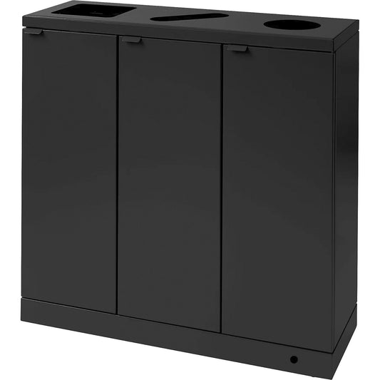 Bica Advanced recycling bin, capacity 3 x 65 l, various openings, black.