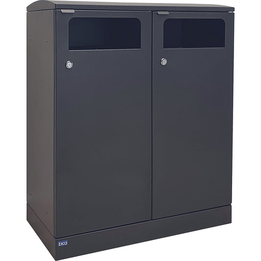 Outdoor waste bin, capacity 2 x 100 l, charcoal.