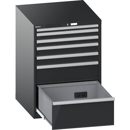Drawer cupboard, with battery charging function, WxDxH 717 x 725 x 1000 mm, 7 drawers, 4 x 230V, charcoal.