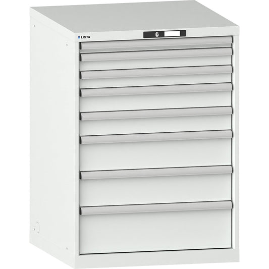 Drawer cupboard, with battery charging function, WxDxH 717 x 725 x 1000 mm, 8 drawers, 2 x 230V, light grey.