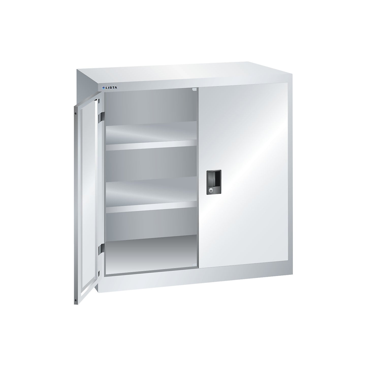 ESD double door cupboard, h 1000 mm, 2 shelves, WxD 1000 x 500 mm, light grey.