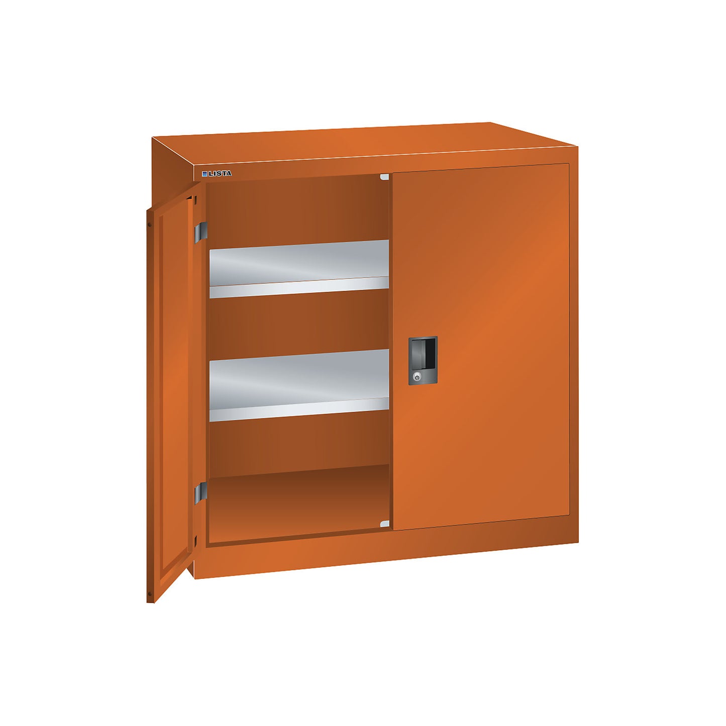 ESD double door cupboard, h 1000 mm, 2 shelves, WxD 1000 x 400 mm, orange.