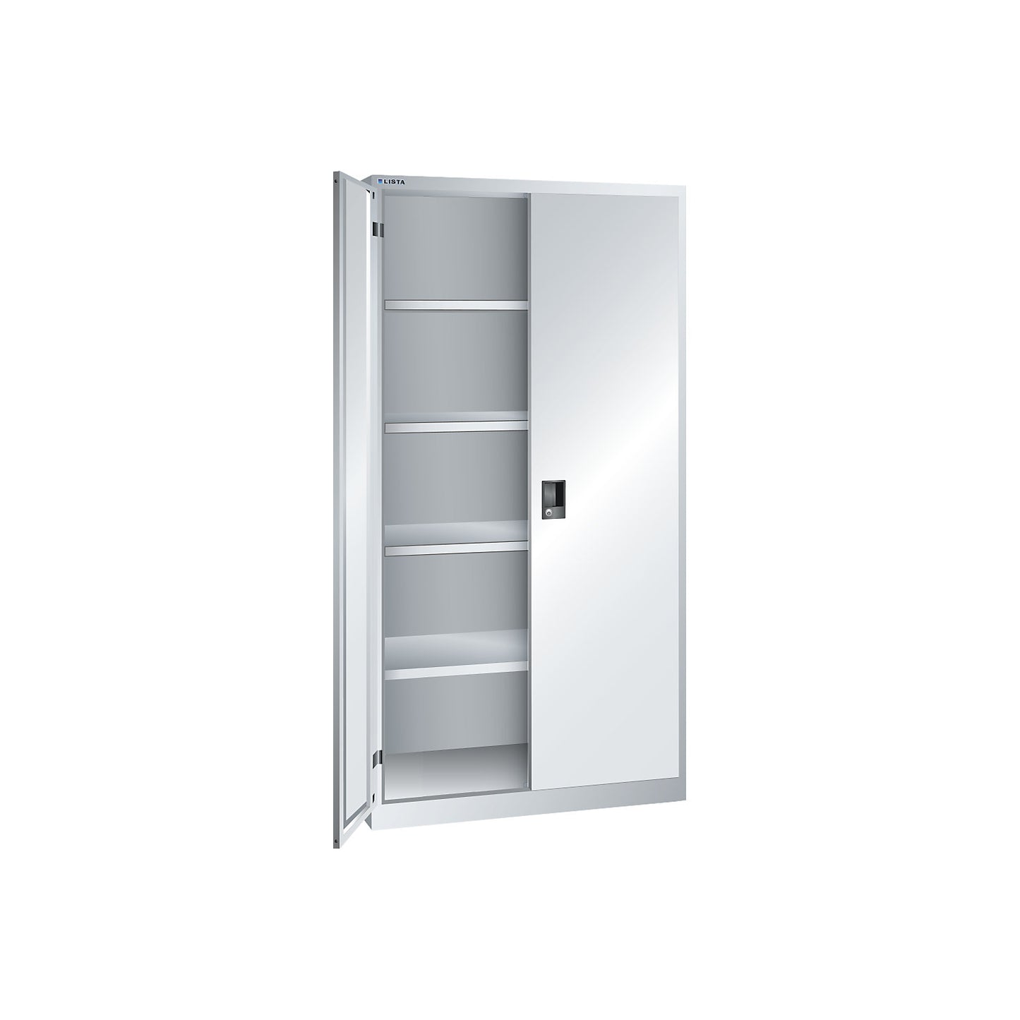 ESD double door cupboard, h 1950 mm, 4 shelves, WxD 1000 x 580 mm, light grey.