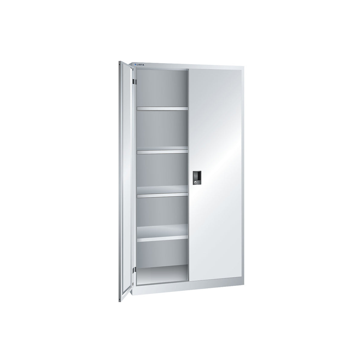 ESD double door cupboard, h 1950 mm, 4 shelves, WxD 1000 x 500 mm, light grey.