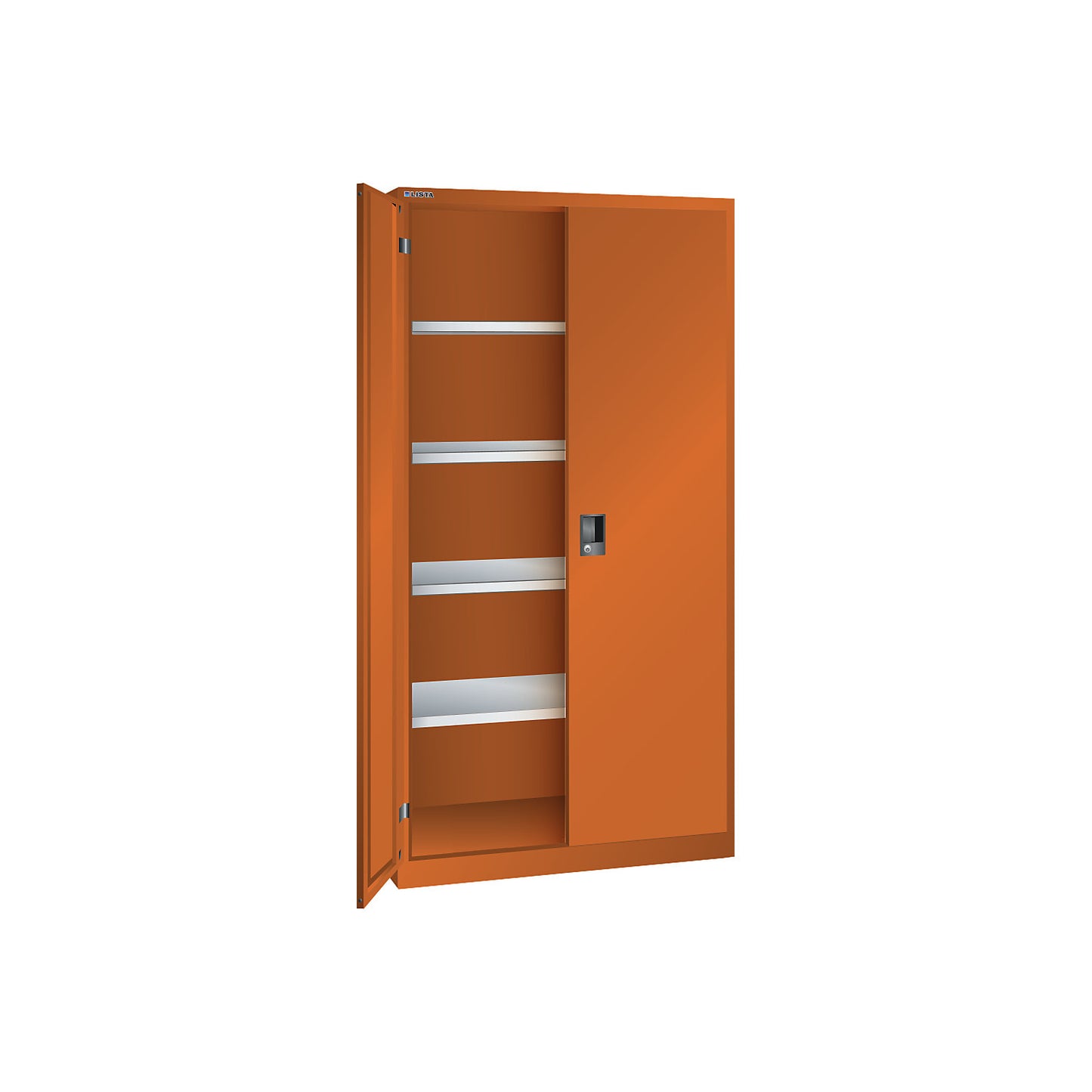 ESD double door cupboard, h 1950 mm, 4 shelves, WxD 1000 x 580 mm, orange.