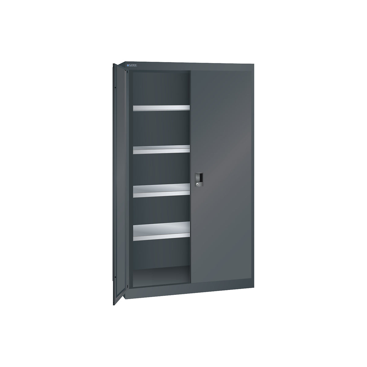 ESD heavy-duty cupboard, h 1950 mm, 4 shelves, WxD 1100 x 641 mm, charcoal.
