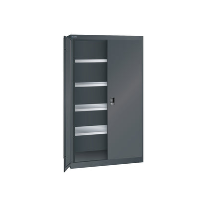 ESD heavy-duty cupboard, h 1950 mm, 4 shelves, WxD 1100 x 641 mm, charcoal.