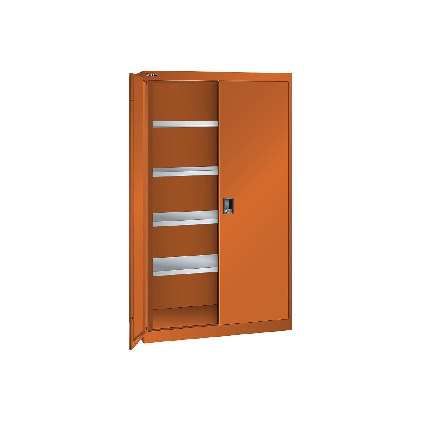 ESD heavy-duty cupboard, h 1950 mm, 4 shelves, WxD 1100 x 641 mm, orange.